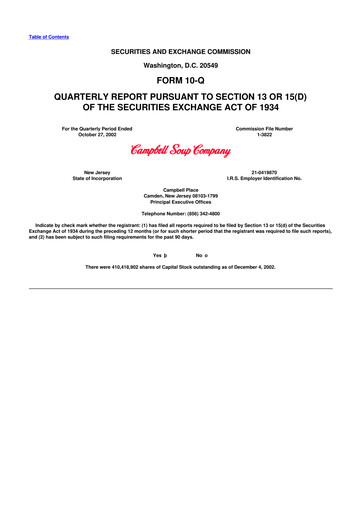 Miniature 
Campbell's 10-Q Rapport trimestriel  