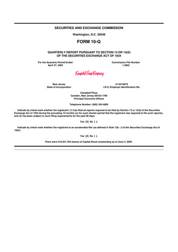 Miniature 
Campbell's 10-Q Rapport trimestriel  