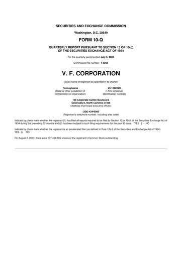 Vorschaubild VF Corporation 10-Q Quartalsbericht  