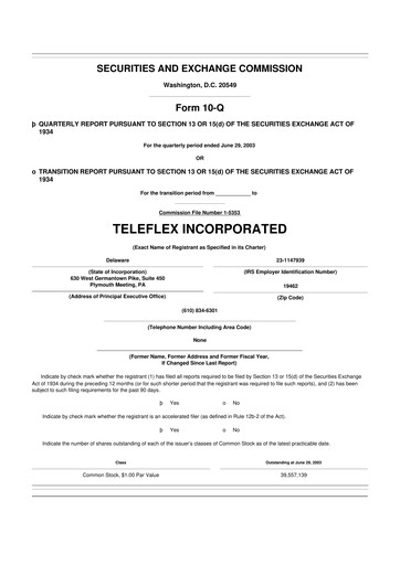 Thumbnail Teleflex 10-Q Quarterly Report FY 