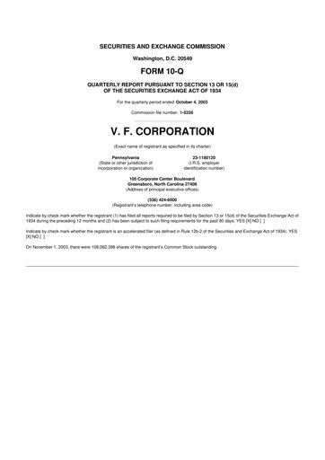 Vorschaubild VF Corporation 10-Q Quartalsbericht  