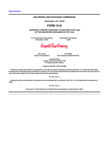 Miniature 
Campbell's 10-Q Rapport trimestriel  