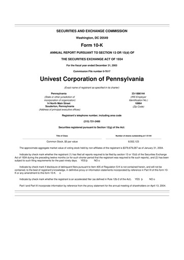 Thumbnail Univest Financial Corporation 10-K Annual Report 