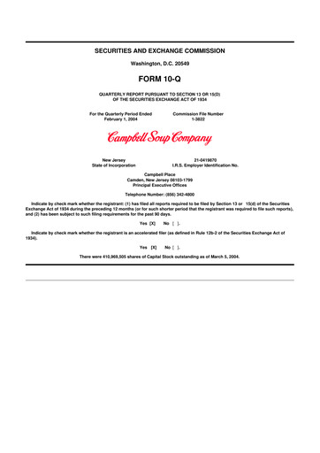 Miniature 
Campbell's 10-Q Rapport trimestriel  