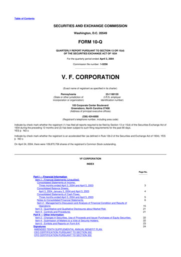 Vorschaubild VF Corporation 10-Q Quartalsbericht  