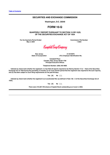 Miniature 
Campbell's 10-Q Rapport trimestriel  