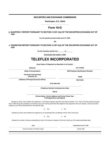 Thumbnail Teleflex 10-Q Quarterly Report FY 