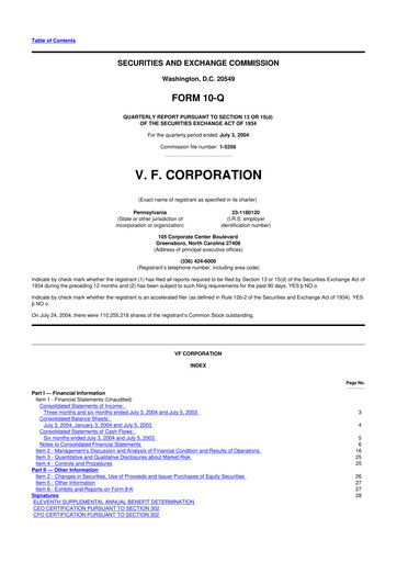 Vorschaubild VF Corporation 10-Q Quartalsbericht  