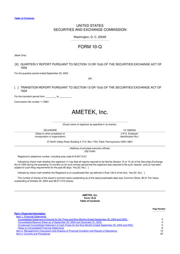 Vorschaubild Ametek 10-Q Quartalsbericht  