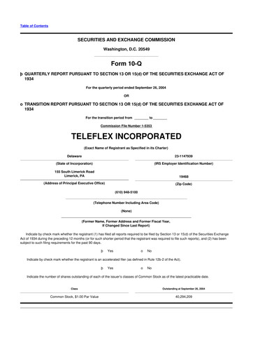 Thumbnail Teleflex 10-Q Quarterly Report FY 