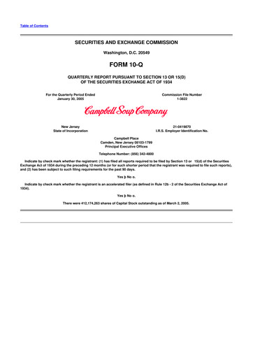 Miniature 
Campbell's 10-Q Rapport trimestriel  