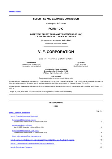 Vorschaubild VF Corporation 10-Q Quartalsbericht  