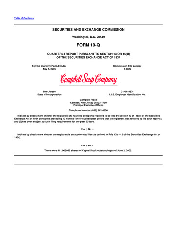 Miniature 
Campbell's 10-Q Rapport trimestriel  