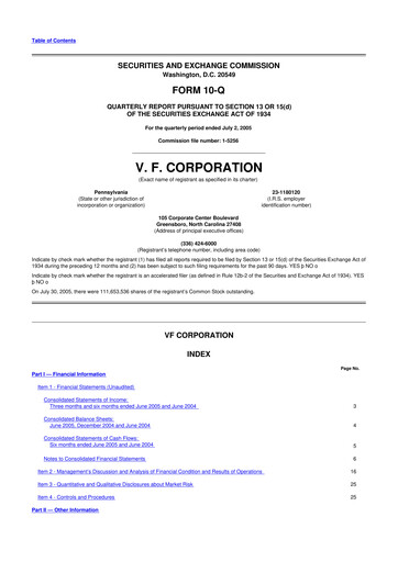 Vorschaubild VF Corporation 10-Q Quartalsbericht  