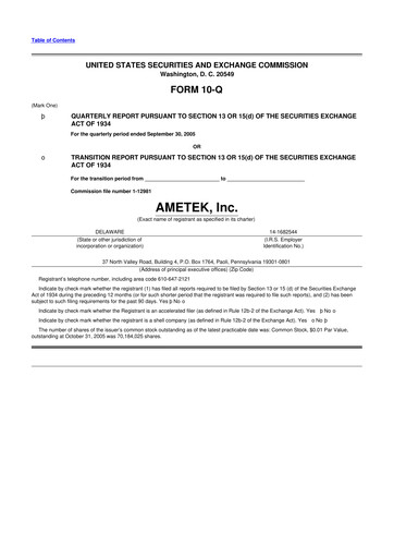 Vorschaubild Ametek 10-Q Quartalsbericht  