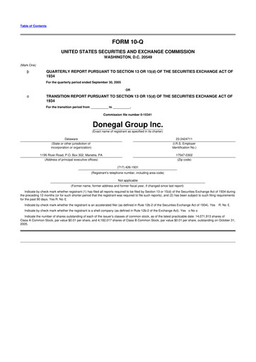 Thumbnail Donegal Group 10-Q Quarterly Report FY 