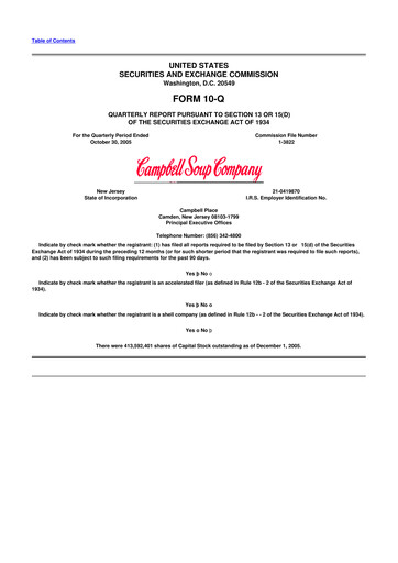 Miniature 
Campbell's 10-Q Rapport trimestriel  