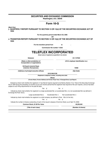 Thumbnail Teleflex 10-Q Quarterly Report FY 