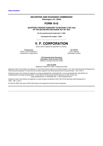 Vorschaubild VF Corporation 10-Q Quartalsbericht  