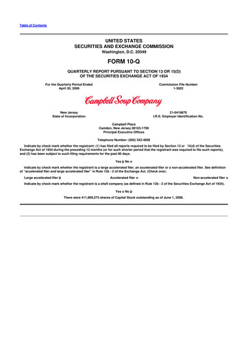 Miniature 
Campbell's 10-Q Rapport trimestriel  