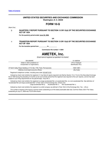 Vorschaubild Ametek 10-Q Quartalsbericht  