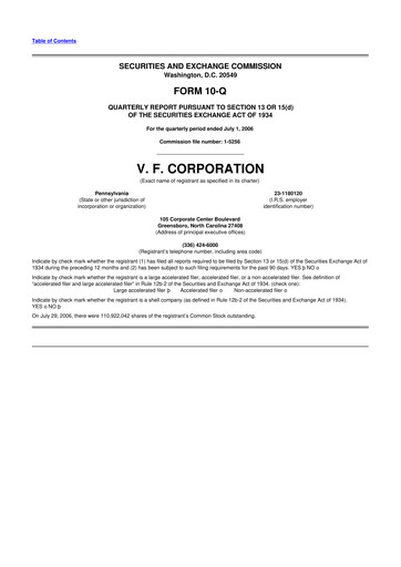 Vorschaubild VF Corporation 10-Q Quartalsbericht  