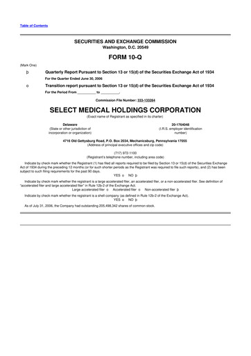 Thumbnail Select Medical Holdings 10-Q Quarterly Report FY 