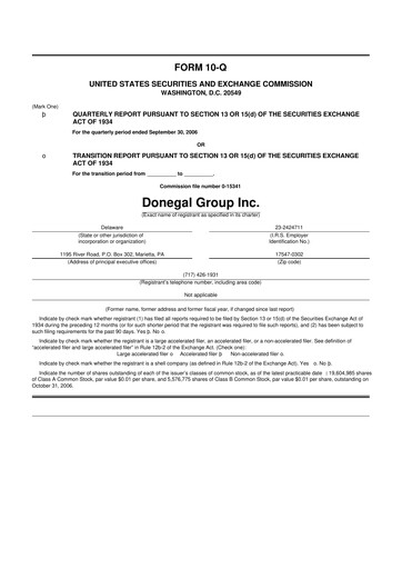 Thumbnail Donegal Group 10-Q Quarterly Report FY 