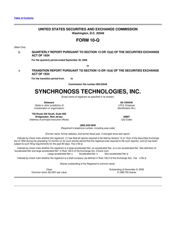 Thumbnail Synchronoss Technologies 10-Q Quarterly Report FY 