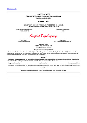 Miniature 
Campbell's 10-Q Rapport trimestriel  