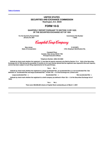 Miniature 
Campbell's 10-Q Rapport trimestriel  