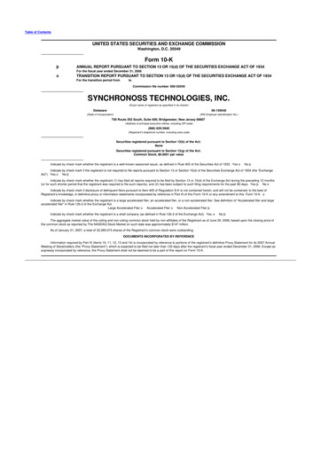 Thumbnail Synchronoss Technologies 10-K Annual Report 