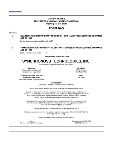 Thumbnail Synchronoss Technologies 10-Q Quarterly Report FY 
