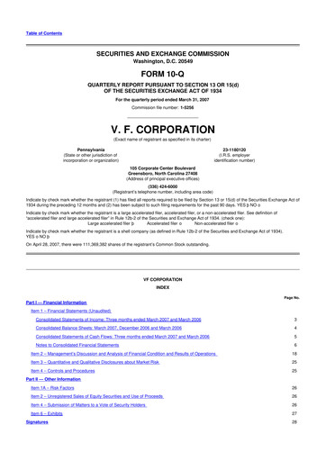 Vorschaubild VF Corporation 10-Q Quartalsbericht  