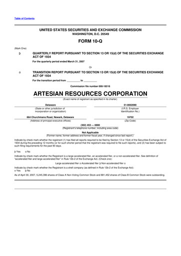 Thumbnail Artesian Resources 10-Q Quarterly Report FY 