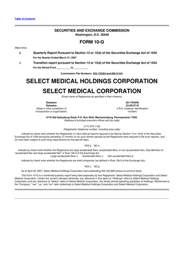 Thumbnail Select Medical Holdings 10-Q Quarterly Report FY 