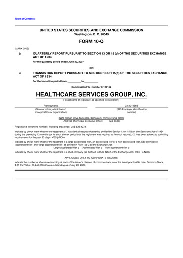 Thumbnail Healthcare Services Group 10-Q Quarterly Report FY 