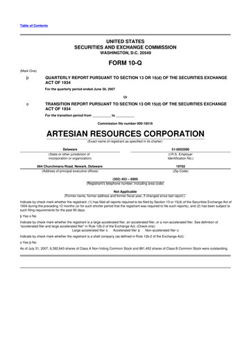 Thumbnail Artesian Resources 10-Q Quarterly Report FY 