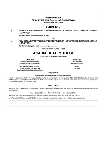 Thumbnail Acadia Realty Trust
 10-Q Quarterly Report FY 