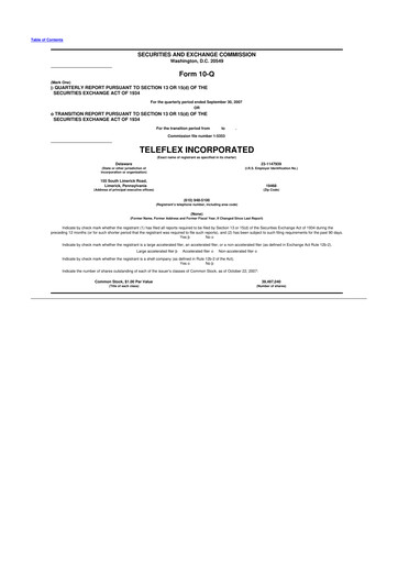 Thumbnail Teleflex 10-Q Quarterly Report FY 