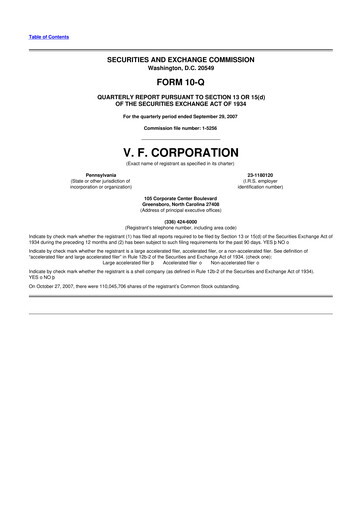 Vorschaubild VF Corporation 10-Q Quartalsbericht  