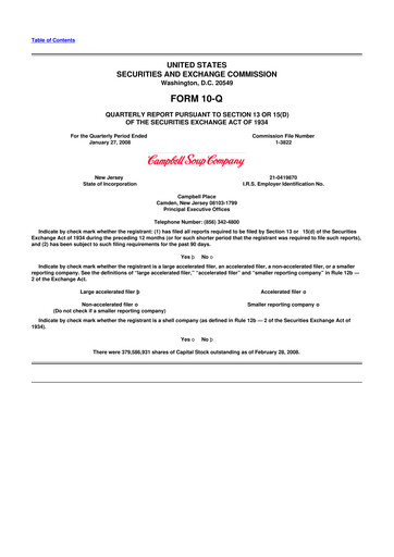 Miniature 
Campbell's 10-Q Rapport trimestriel  