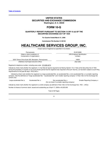 Thumbnail Healthcare Services Group 10-Q Quarterly Report FY 