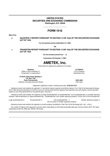 Vorschaubild Ametek 10-Q Quartalsbericht  