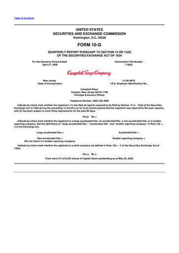 Miniature 
Campbell's 10-Q Rapport trimestriel  