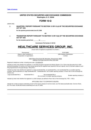Thumbnail Healthcare Services Group 10-Q Quarterly Report FY 