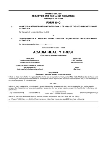 Thumbnail Acadia Realty Trust
 10-Q Quarterly Report FY 