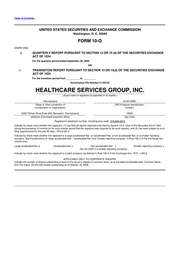 Thumbnail Healthcare Services Group 10-Q Quarterly Report FY 