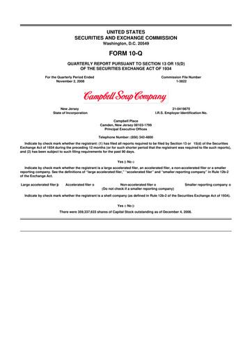 Miniature 
Campbell's 10-Q Rapport trimestriel  