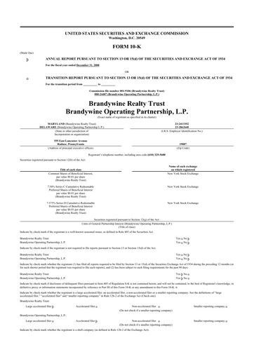 Thumbnail Brandywine Realty Trust
 10-K Annual Report 